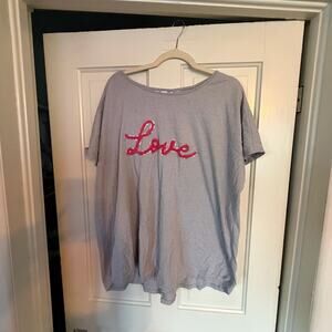 Wild Kiss Plus Size 3X Grey Love Graphic Tee with Lattice Back